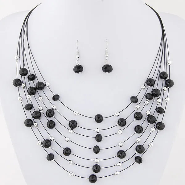 Bohemian Jewelry Sets Multi layer Beads Necklace Earrings Set Bijoux Femme Party Jewellery Women Accessory Jewelry Set
