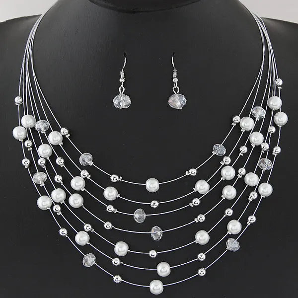 Bohemian Jewelry Sets Multi layer Beads Necklace Earrings Set Bijoux Femme Party Jewellery Women Accessory Jewelry Set