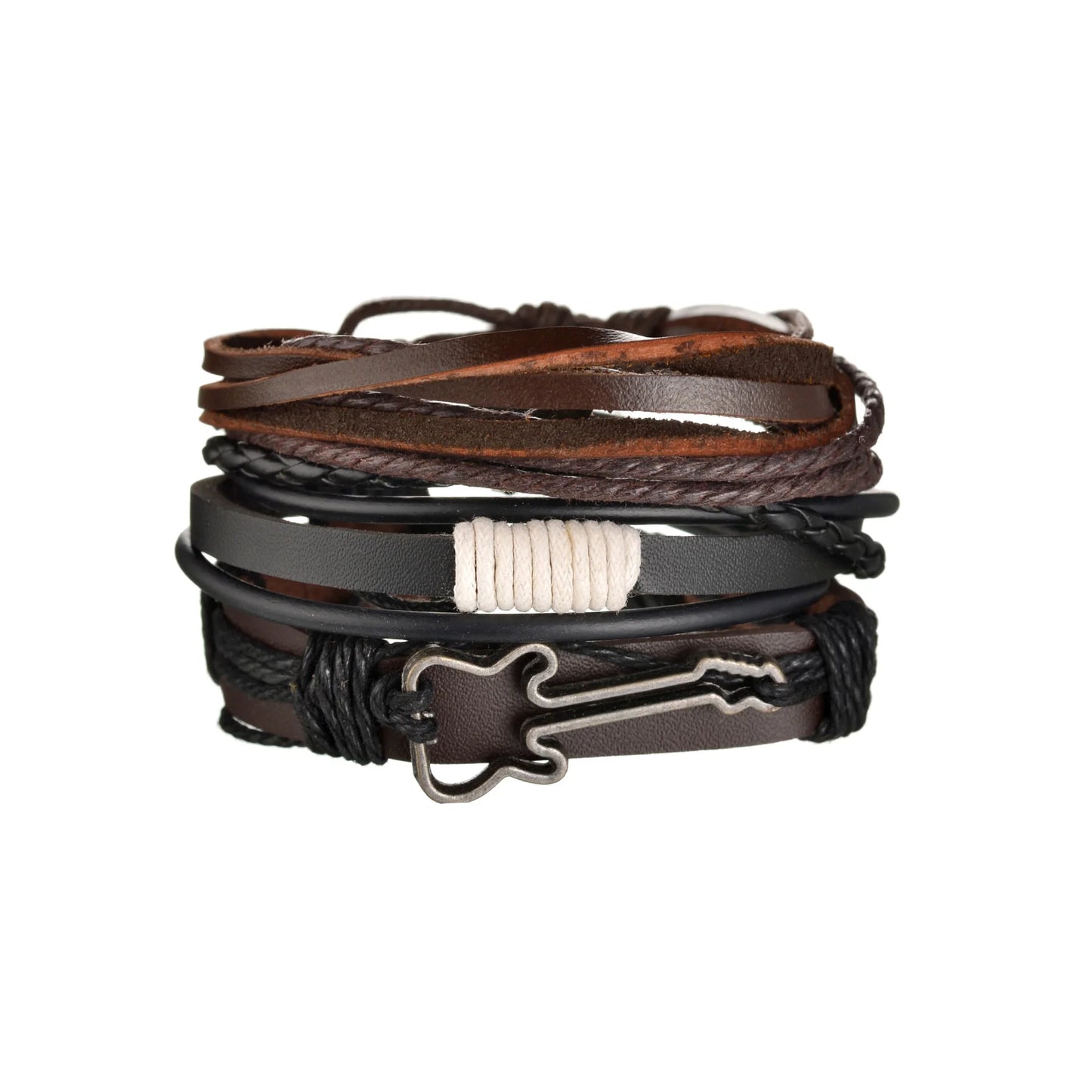 Retro Leather Bracelets for Men Boyfriend Bohemia Multilayer Beads Wrap Punk Rope Jewelry Valentine's Day Gift Bangles