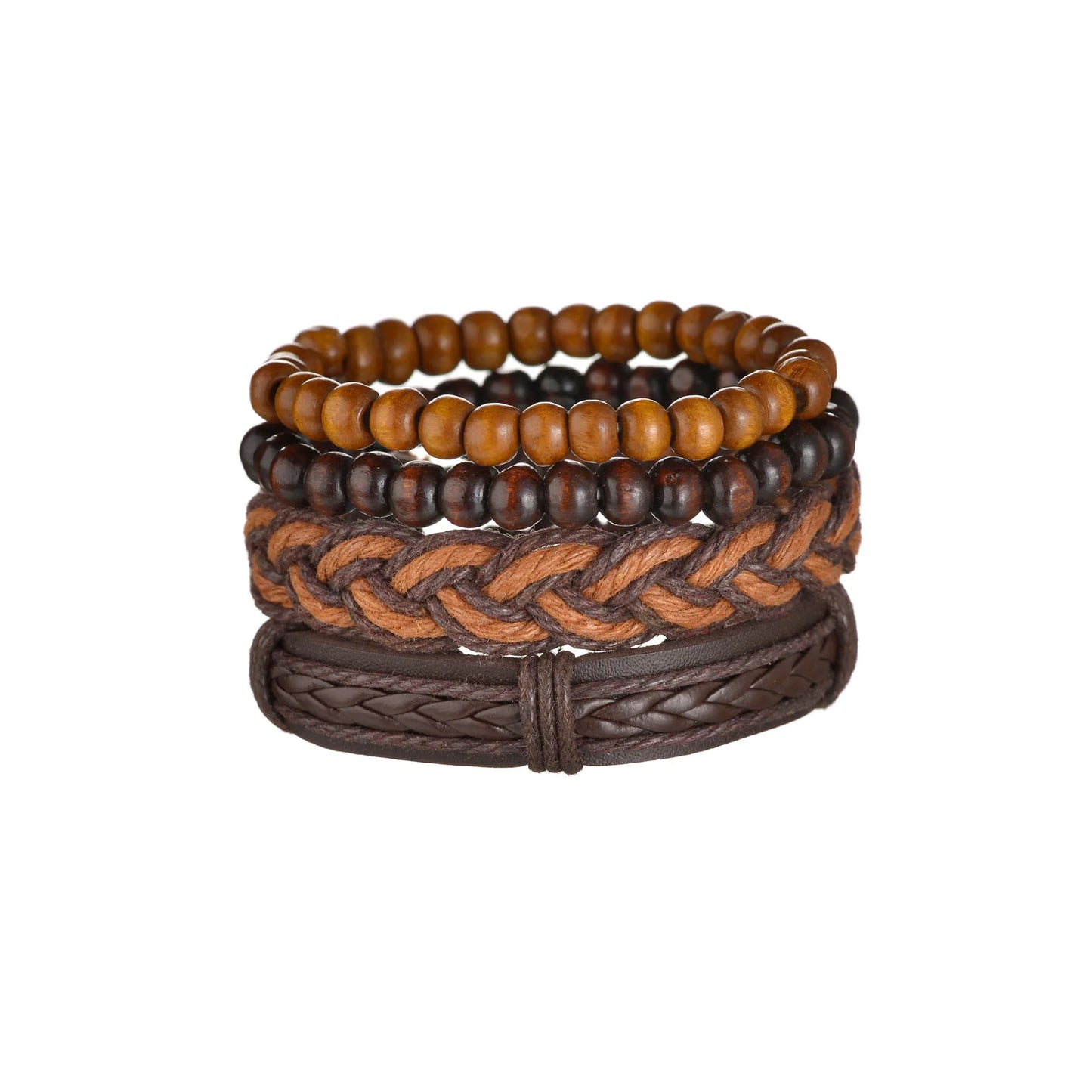 Retro Leather Bracelets for Men Boyfriend Bohemia Multilayer Beads Wrap Punk Rope Jewelry Valentine's Day Gift Bangles