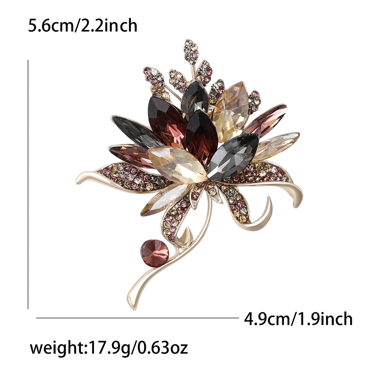 Luxury Crystal Glass Hand Bouquet Brooches for Women Unisex Flower Pins 3-color Available Casual Party Accessories Gifts
