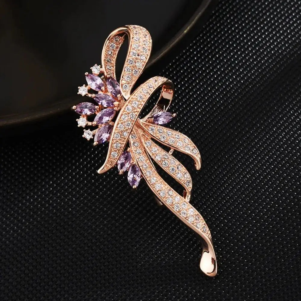 1pcs Elegant Rhinestone Bauhinia Brooches Bijoux Alloy Lapel Pin Corsage Flower Fashion Alloy Crystal Flower Brooch Lady Gift