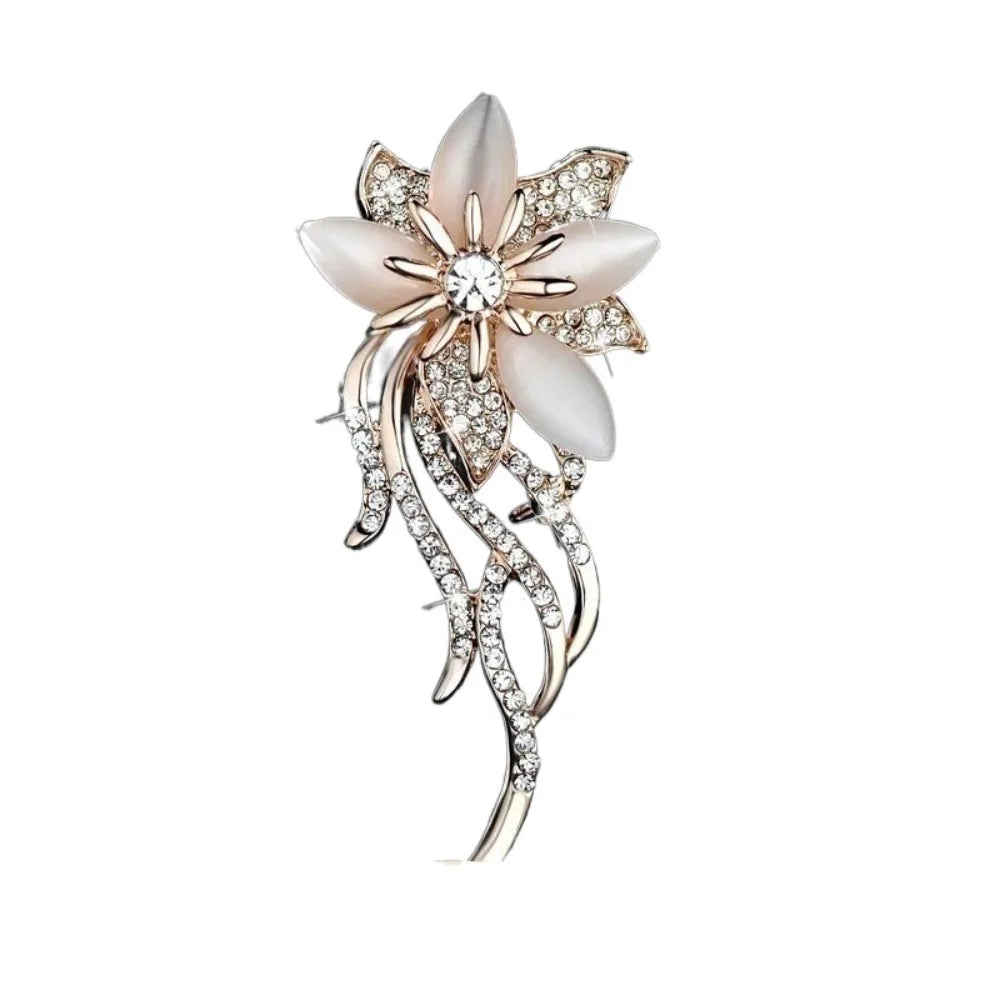 1pcs Elegant Rhinestone Bauhinia Brooches Bouquet Bijoux Alloy Alloy Crystal Flower Brooch Fashion Flower Lapel Pin Corsage