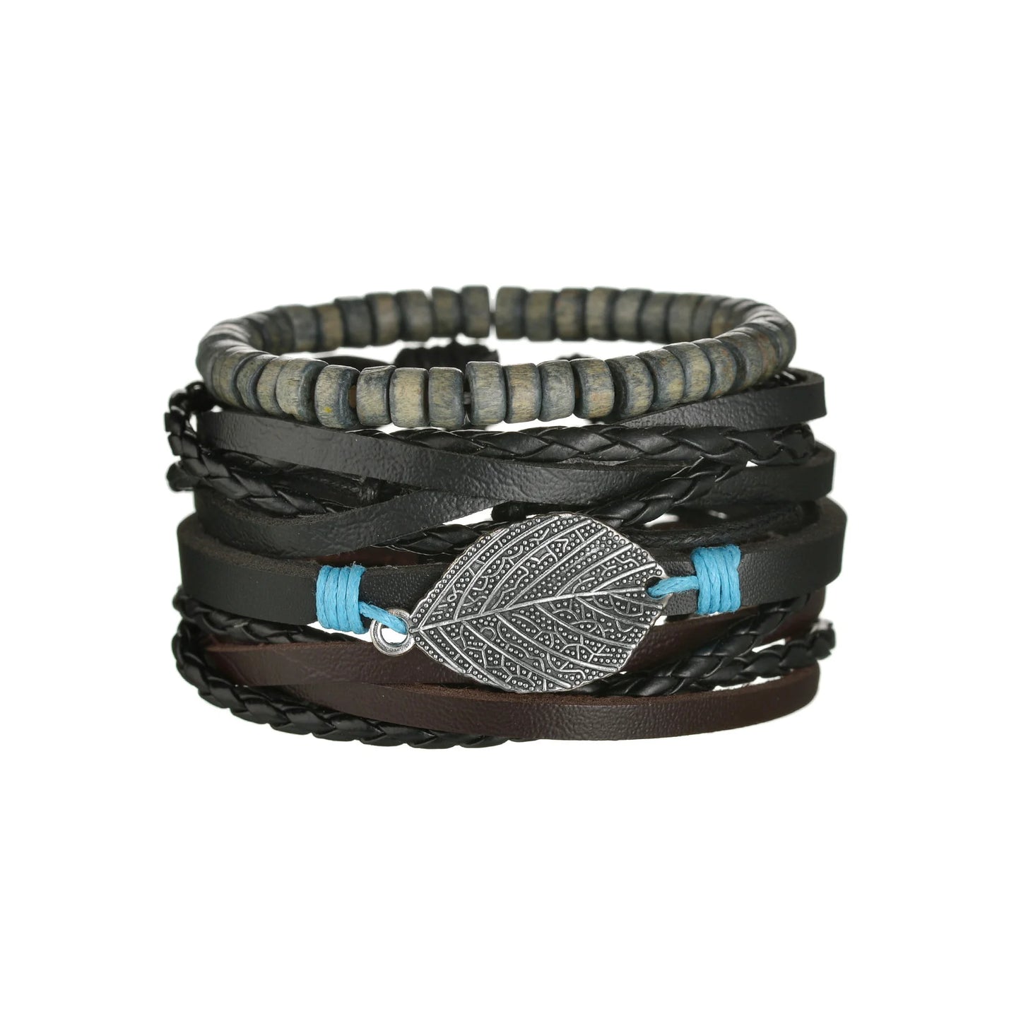 Retro Leather Bracelets for Men Boyfriend Bohemia Multilayer Beads Wrap Punk Rope Jewelry Valentine's Day Gift Bangles