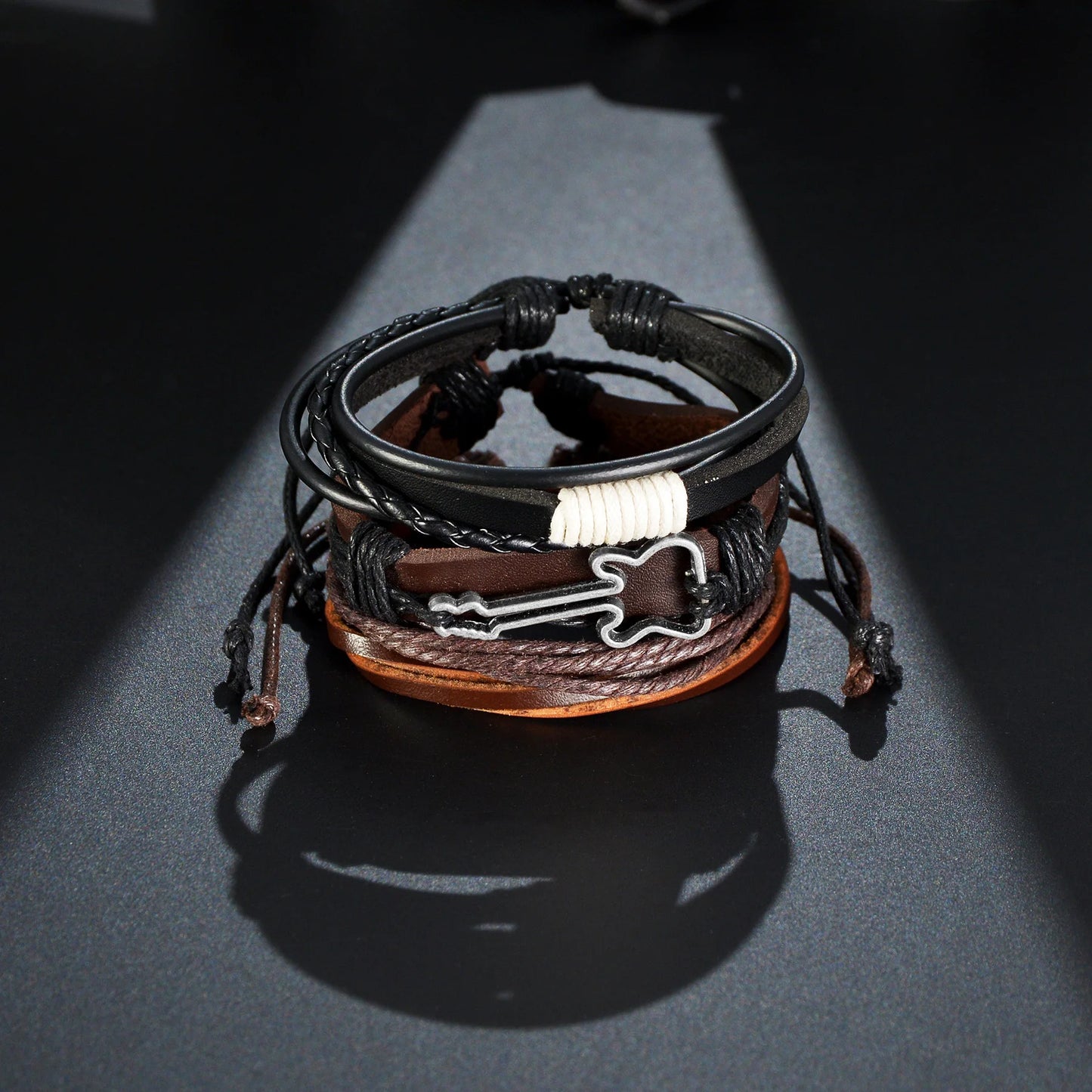 Retro Leather Bracelets for Men Boyfriend Bohemia Multilayer Beads Wrap Punk Rope Jewelry Valentine's Day Gift Bangles
