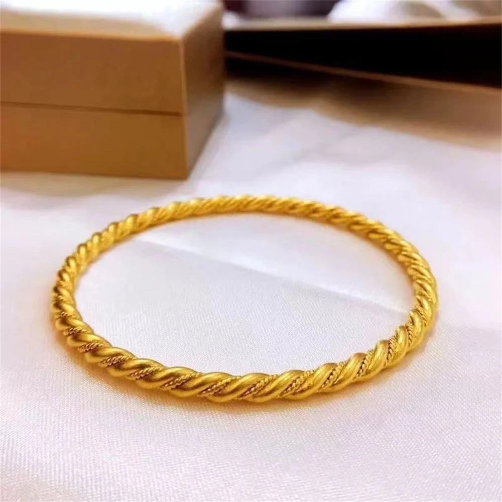 Women's Hand Bracelets Yellow Gold Plated Round Circle Twisted Cuff Bangle Pulsera Femme Trendy Jewelry Party Gifts Bijoux