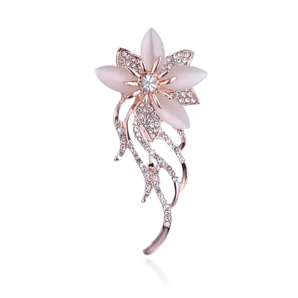1pcs Elegant Rhinestone Bauhinia Brooches Bouquet Bijoux Alloy Alloy Crystal Flower Brooch Fashion Flower Lapel Pin Corsage