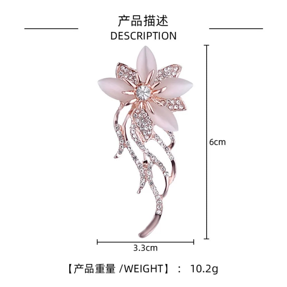 1pcs Elegant Rhinestone Bauhinia Brooches Bijoux Alloy Lapel Pin Corsage Flower Fashion Alloy Crystal Flower Brooch Lady Gift