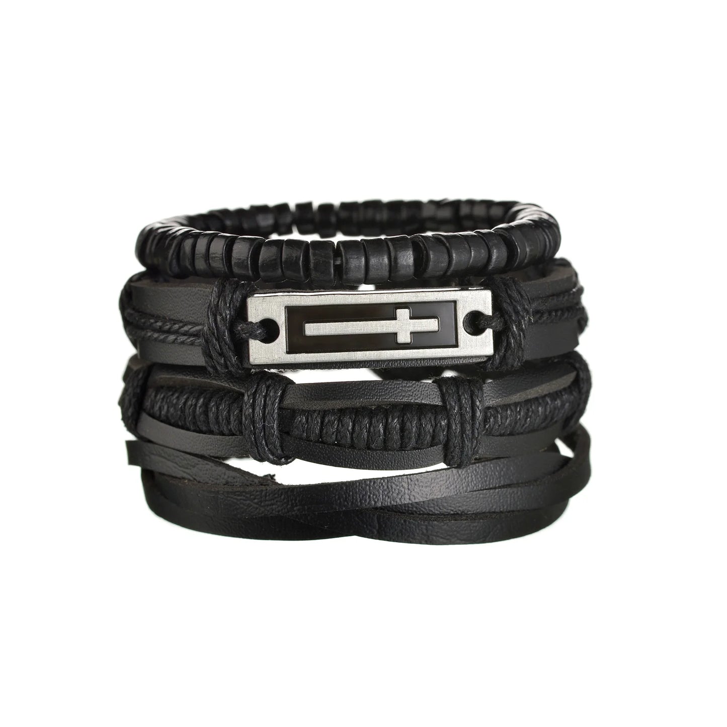 Retro Leather Bracelets for Men Boyfriend Bohemia Multilayer Beads Wrap Punk Rope Jewelry Valentine's Day Gift Bangles