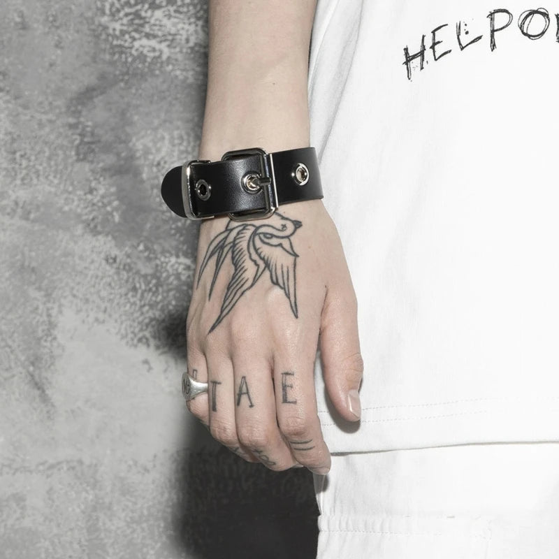Cool Punk Bracelets Men Women Retro Bracelet Adjustable Wrist Belt Buckle Styles Cuff Bangle Bracelet for Party Club Daily Wear