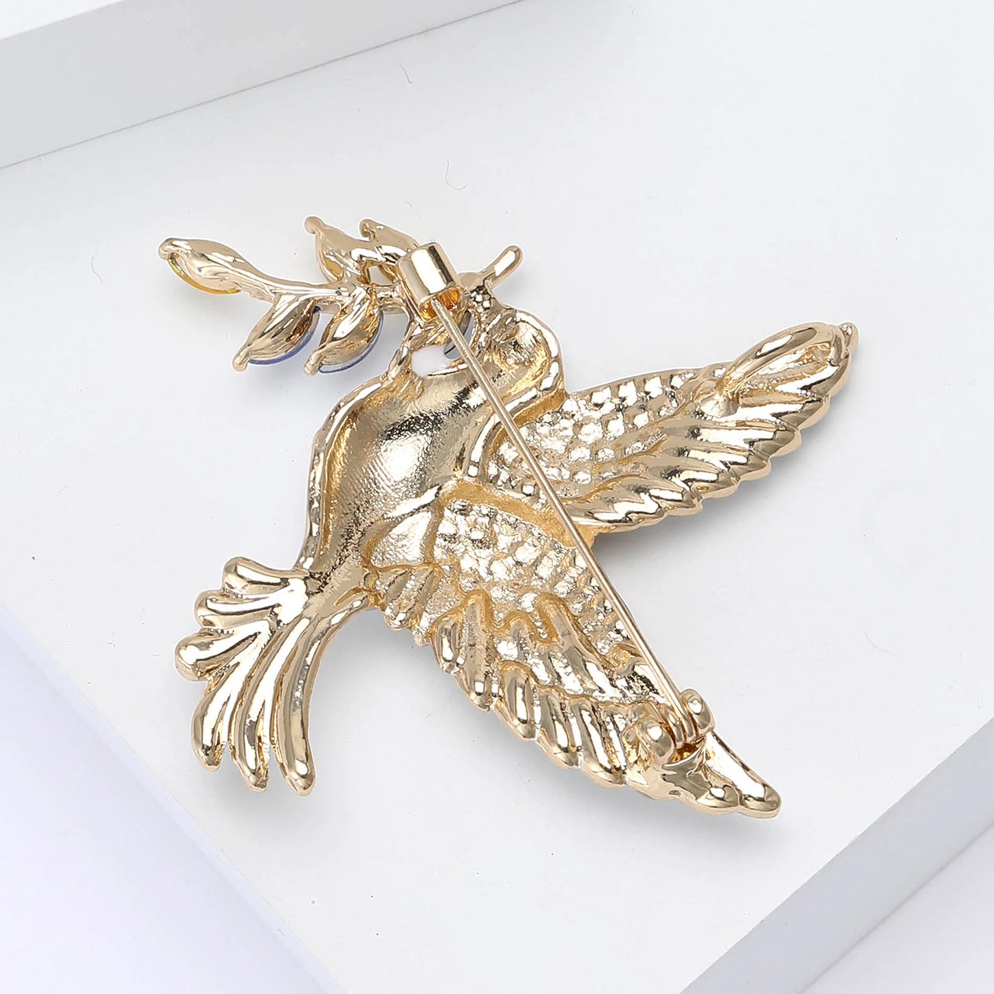 Trendy Rhinestone Bird Brooches for Women Enamel Wheat Pins Unique Design Ukrainian Peace Dove New Year Gifts Accessories