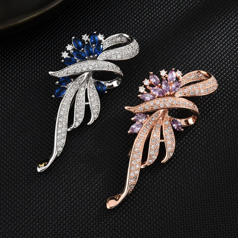 1pcs Elegant Rhinestone Bauhinia Brooches Bijoux Alloy Lapel Pin Corsage Flower Fashion Alloy Crystal Flower Brooch Lady Gift