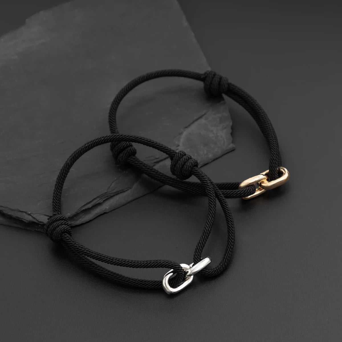 IIngemark Goth Handmade Adjustable Rope Chain Bracelets for Men Simple Metal Link Braclet Homme Accessories Boyfriend Pulseira