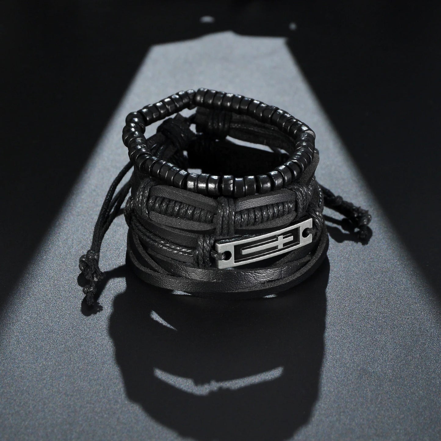 Retro Leather Bracelets for Men Boyfriend Bohemia Multilayer Beads Wrap Punk Rope Jewelry Valentine's Day Gift Bangles