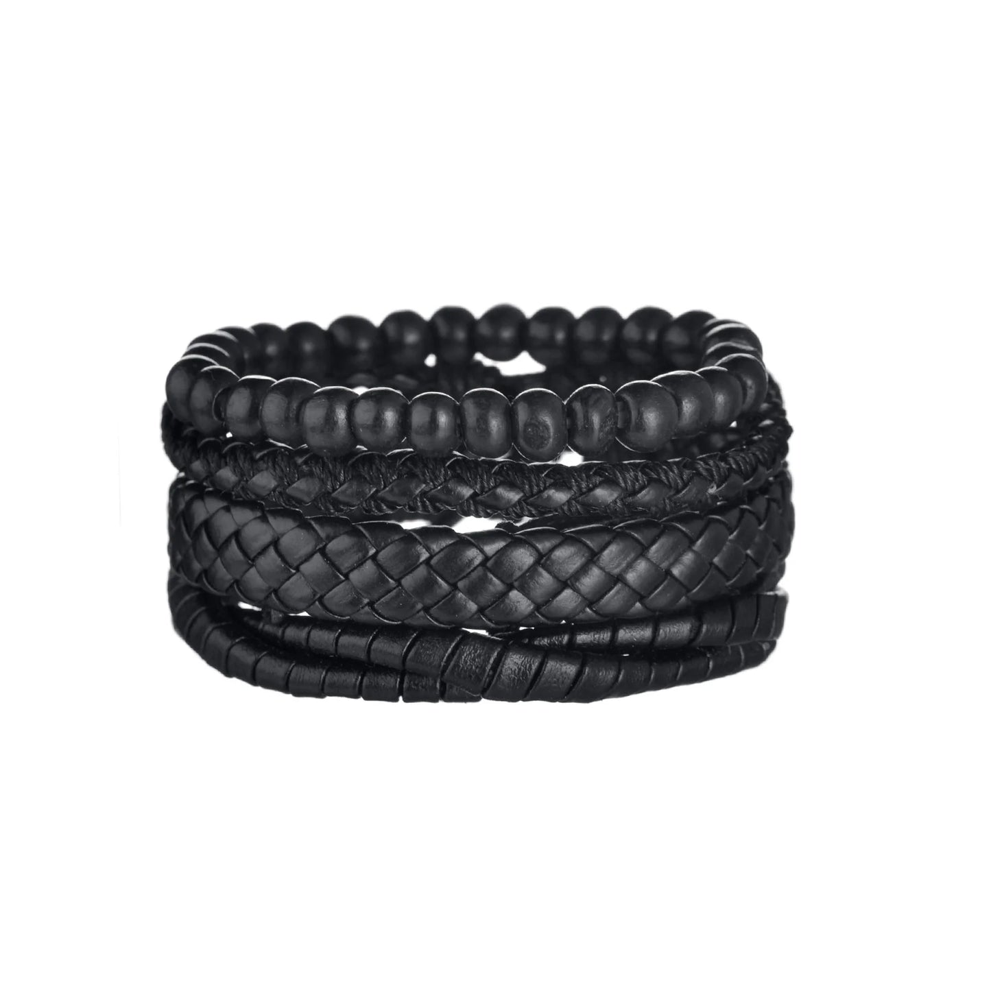 Retro Leather Bracelets for Men Boyfriend Bohemia Multilayer Beads Wrap Punk Rope Jewelry Valentine's Day Gift Bangles