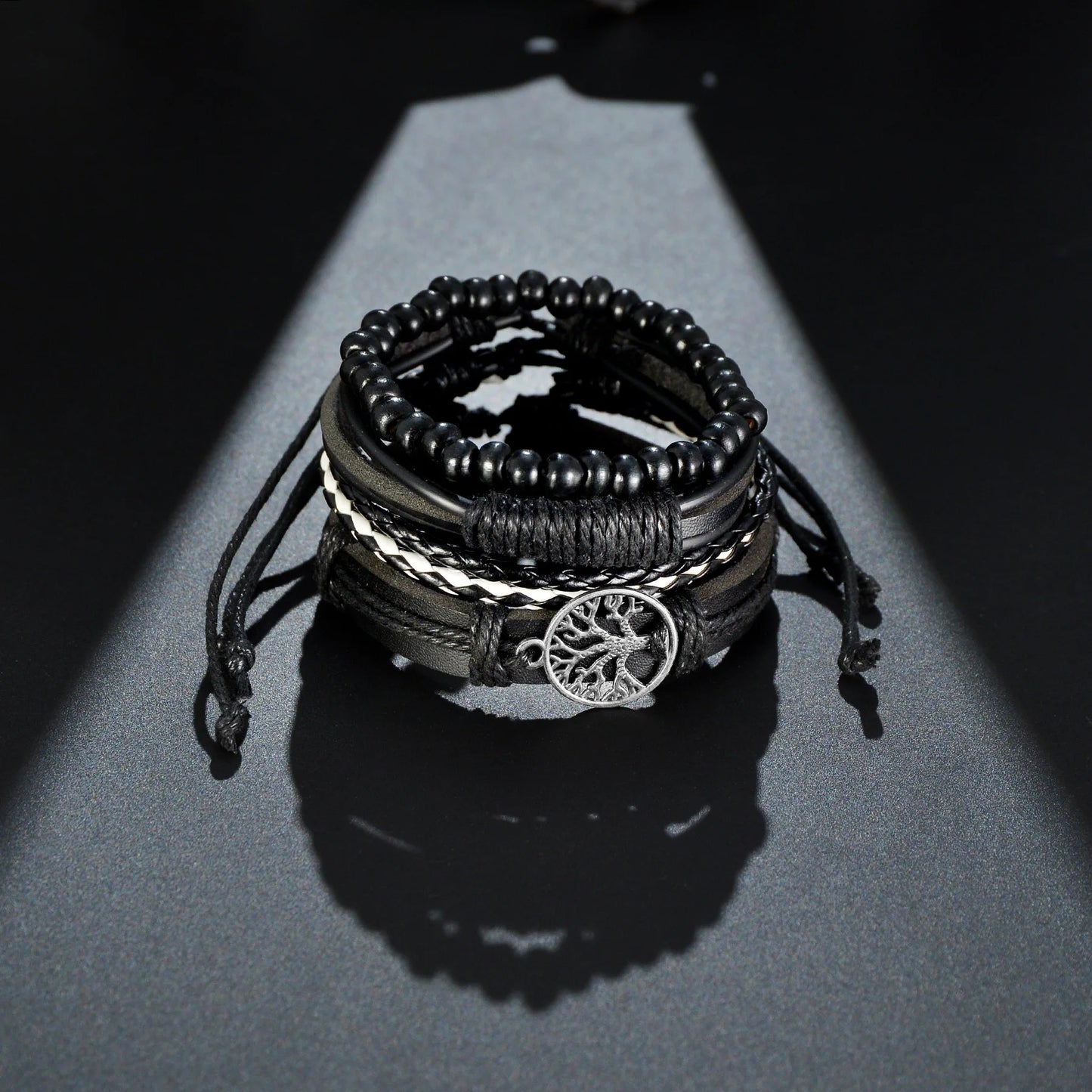 Retro Leather Bracelets for Men Boyfriend Bohemia Multilayer Beads Wrap Punk Rope Jewelry Valentine's Day Gift Bangles