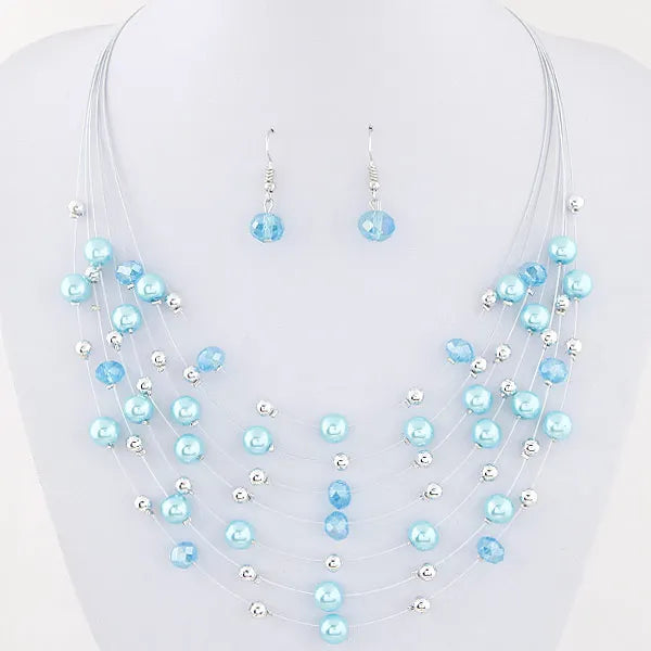 Bohemian Jewelry Sets Multi layer Beads Necklace Earrings Set Bijoux Femme Party Jewellery Women Accessory Jewelry Set