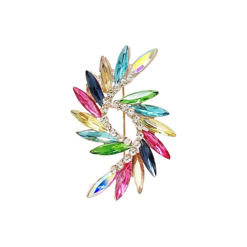 Fashion Colorful Crystal Flower Brooch Pins For Women Clothing Charming Rhinestone Brooches Wedding Party Jewelry Accessories