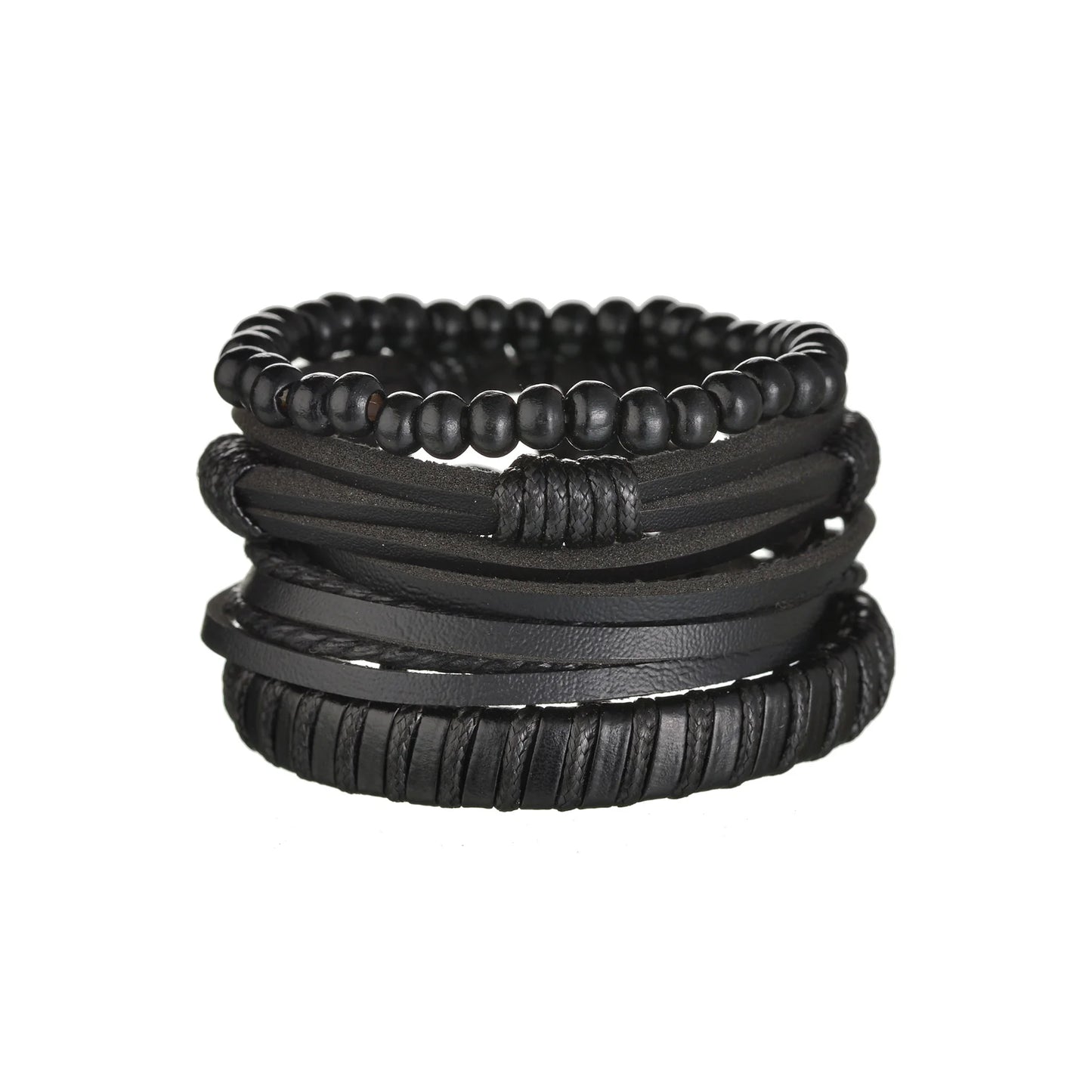 Retro Leather Bracelets for Men Boyfriend Bohemia Multilayer Beads Wrap Punk Rope Jewelry Valentine's Day Gift Bangles