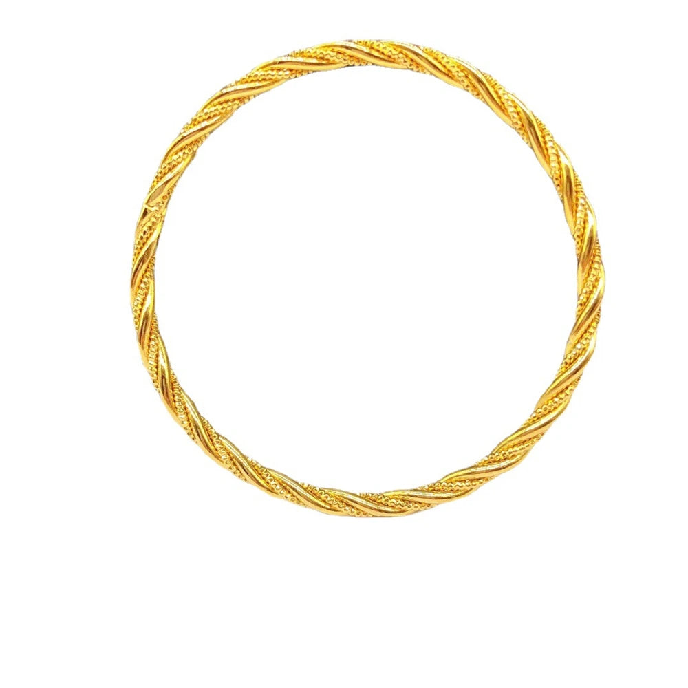 Women's Hand Bracelets Yellow Gold Plated Round Circle Twisted Cuff Bangle Pulsera Femme Trendy Jewelry Party Gifts Bijoux