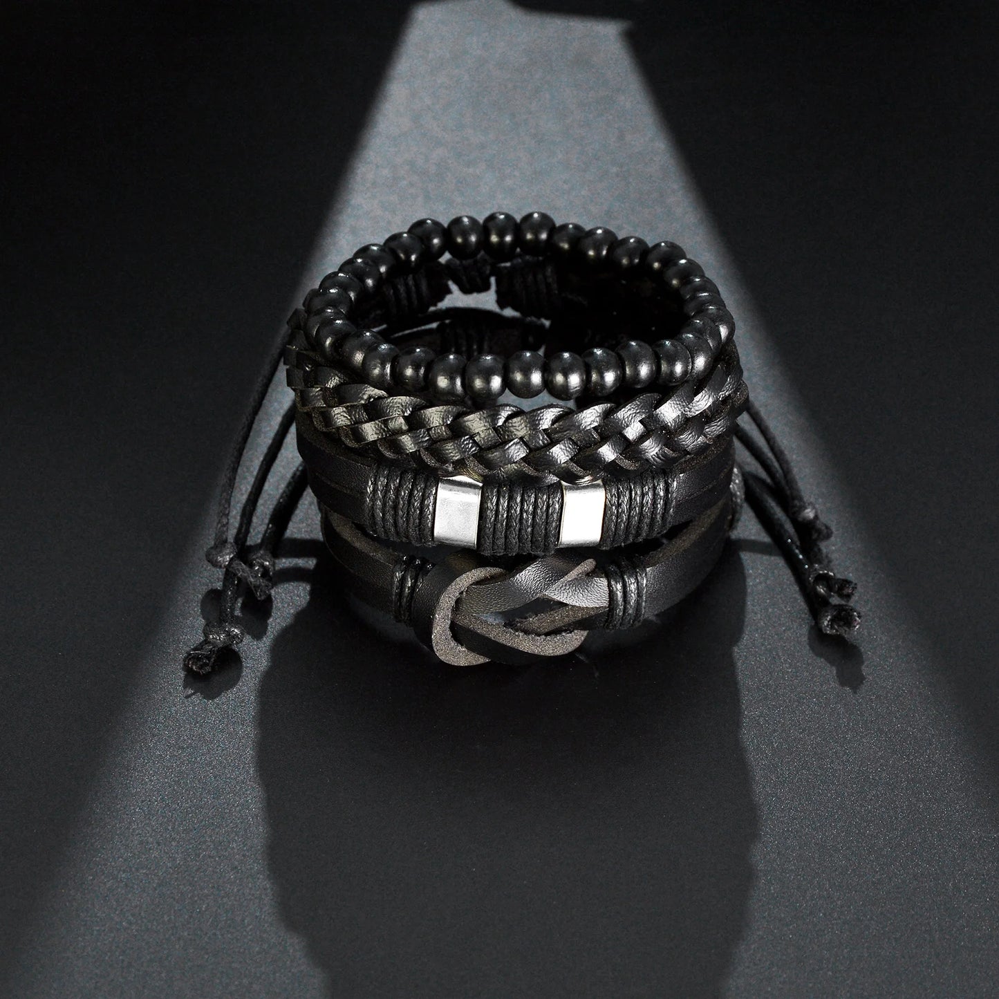 Retro Leather Bracelets for Men Boyfriend Bohemia Multilayer Beads Wrap Punk Rope Jewelry Valentine's Day Gift Bangles