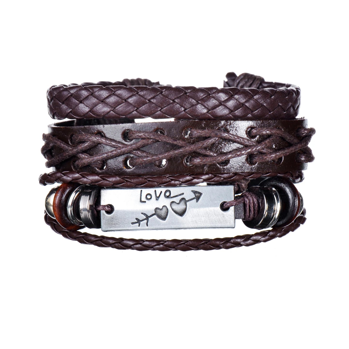 Retro Leather Bracelets for Men Boyfriend Bohemia Multilayer Beads Wrap Punk Rope Jewelry Valentine's Day Gift Bangles