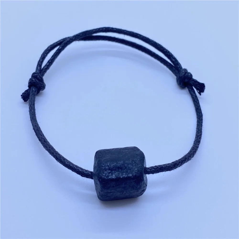 Irregular Natural Black Tourmaline Bracelet Men Handmade Braided Bad Energy Protection Crystal Bracelets Adjustable Jewelry X168
