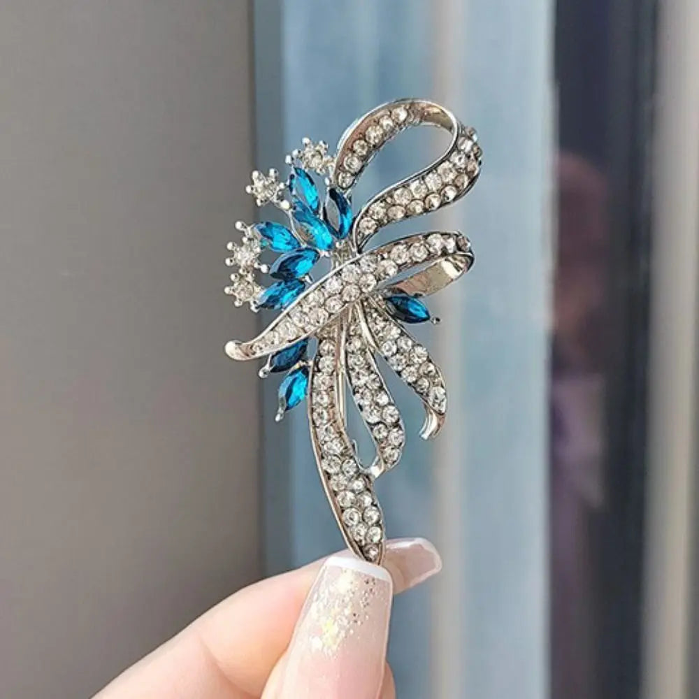 1pcs Elegant Rhinestone Bauhinia Brooches Bouquet Bijoux Alloy Alloy Crystal Flower Brooch Fashion Flower Lapel Pin Corsage
