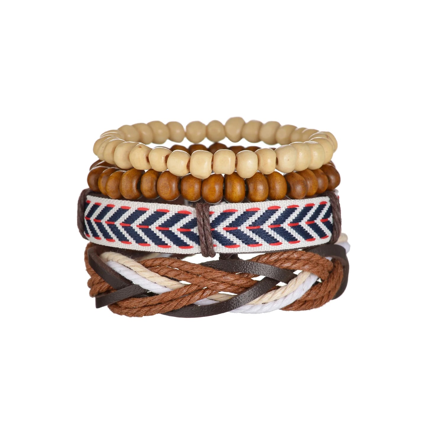 Retro Leather Bracelets for Men Boyfriend Bohemia Multilayer Beads Wrap Punk Rope Jewelry Valentine's Day Gift Bangles